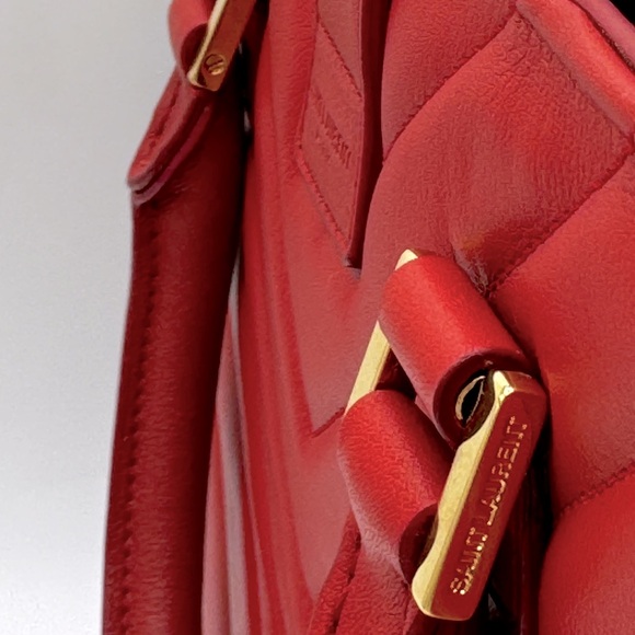 YVES SAINT LAURENT Red Matelasse Quilted Cabas Monogram YSL Leather - Picture 13 of 16